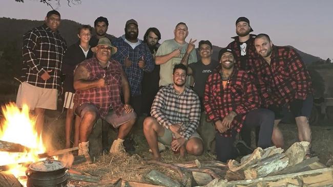 The now infamous COVID campfire photo of Latrell Mitchell and Josh Addo-Carr.