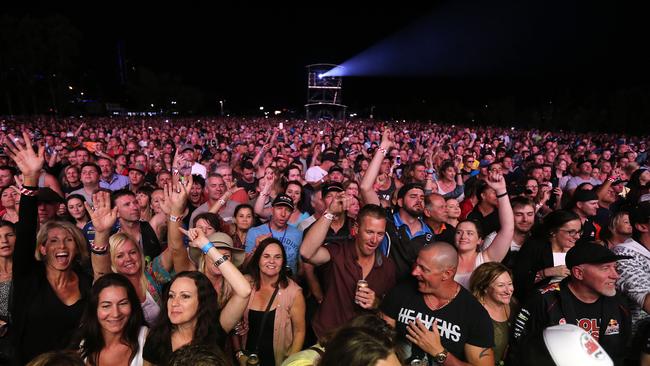 Cold Chisel’s Gold Coast 600 show at Broadwater Parklands in 2015 drew a capacity crowd. Picture: Richard Gosling