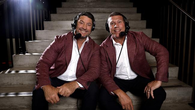 Fox League funny-men Nathan Hindmarsh and Bryan Fletcher will be calling NRL Magic Round games from the sidelines. Photo: Phil Hillyard.