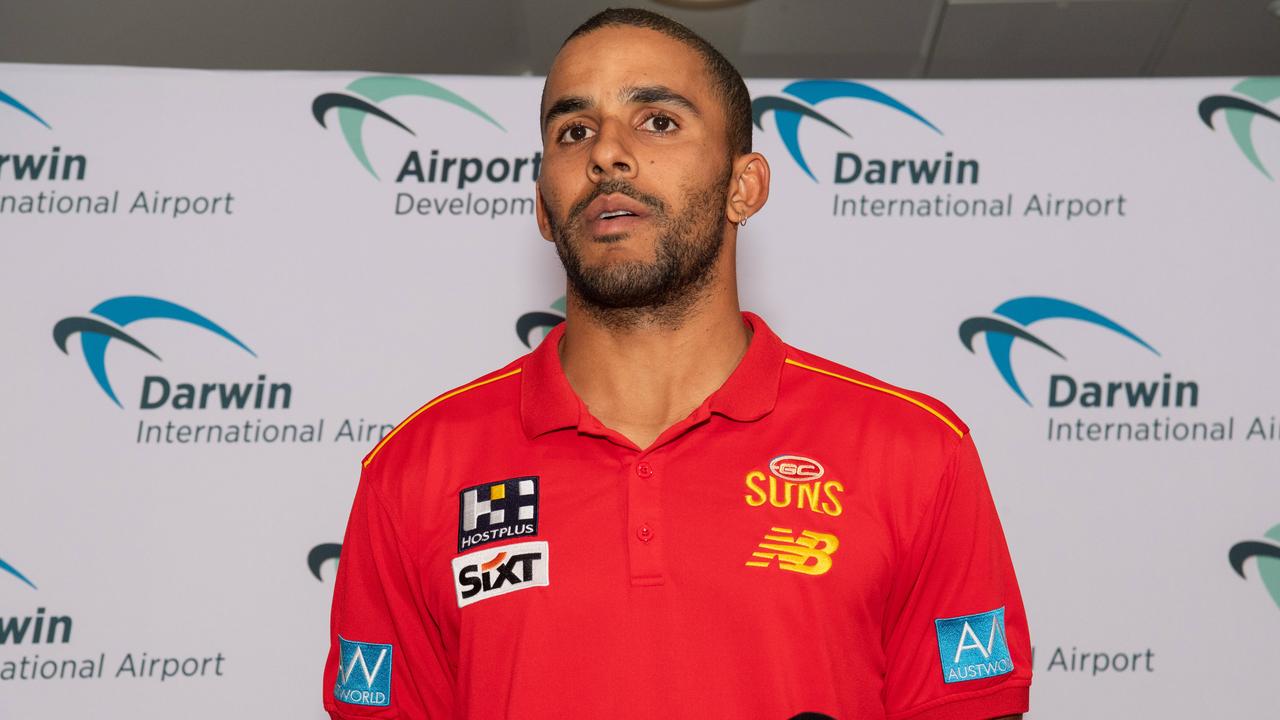 Touk Miller as the Gold Coast Suns land in Darwin for their AFL double header. Picture: Pema Tamang Pakhrin