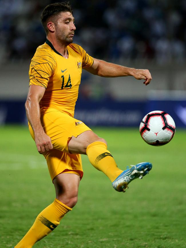 Brandon Borrello in action for the Socceroos against Kuwait last month. Picture: Tom Dulat/Getty Images