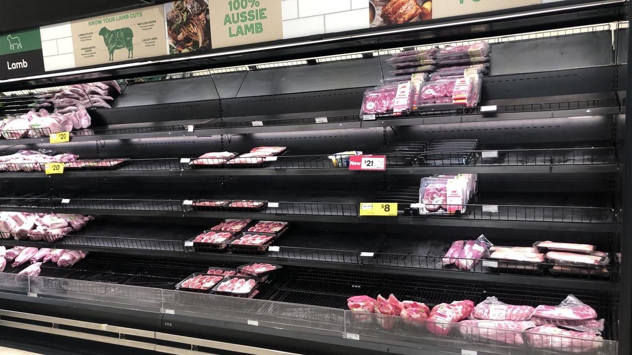 Certain cuts of lamb were also selling out at Woolworths in Darwin. Picture Glenn Campbell