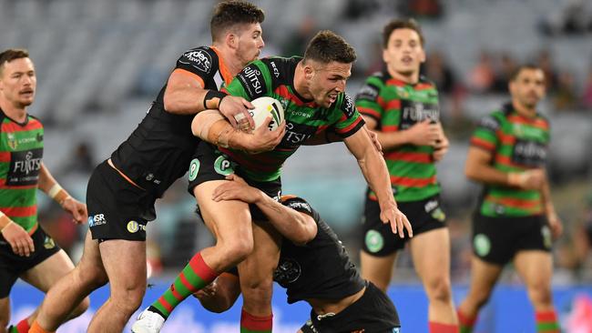 Sam Burgess is nursing a hamstring injury. Picture: AAP