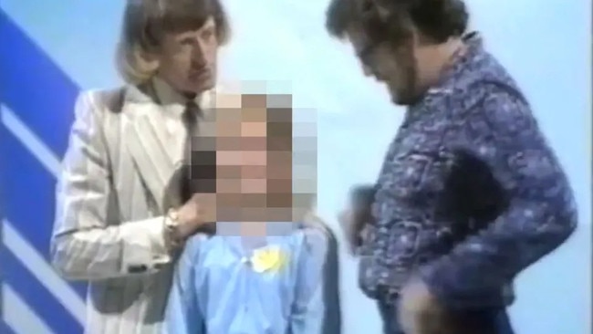 Jimmy Savile and Rolf Harris appeared on screen together in a 1976 episode of Jim’ll Fix It alongside a little girl who wanted to paint with Rolf Harris. Supplied