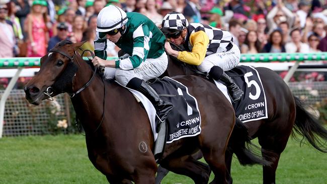 Treasurethe Moment wins the Oaks at Flemington in November last year. Picture: Josh Chadwick / Getty Images