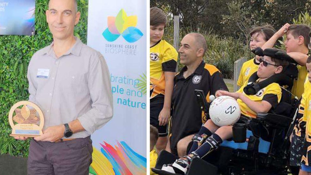 Manager Trevor Picken and his members of the all abilities program at the Sunshine Coast Churches Soccer Association. Photo: contributed.