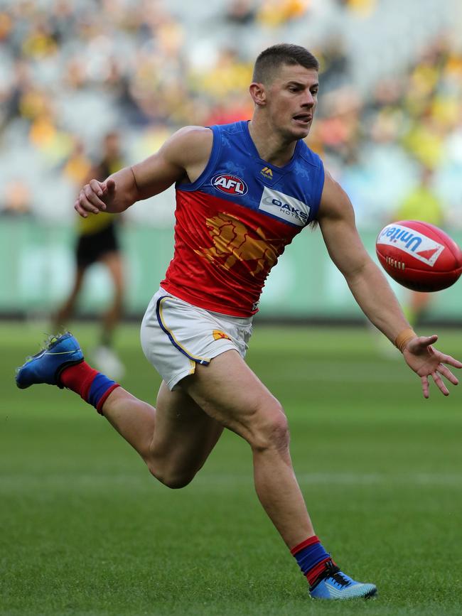 Brisbane’s Dayne Zorko attempts to gather the ball. Picture: Mark Dadswell/AAP