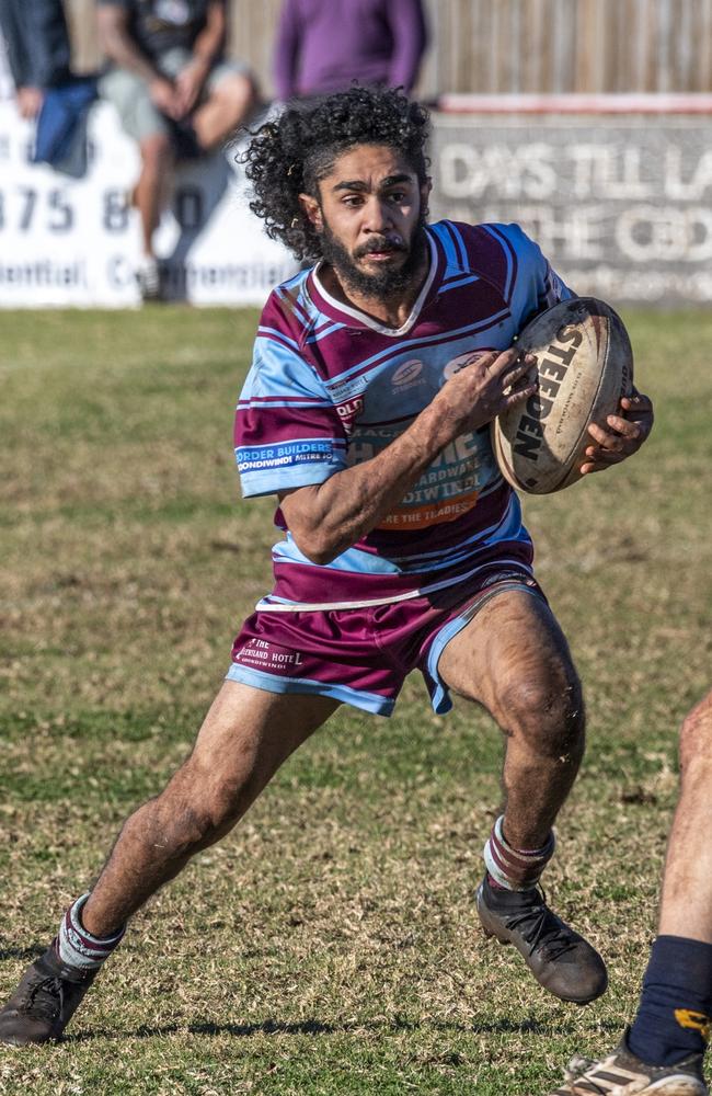 Michael Hazard, Goondiwindi. Madsen-Rasmussen Cup, Goondiwindi vs Highfields. Sunday, July 4, 2021. Picture: Nev Madsen.