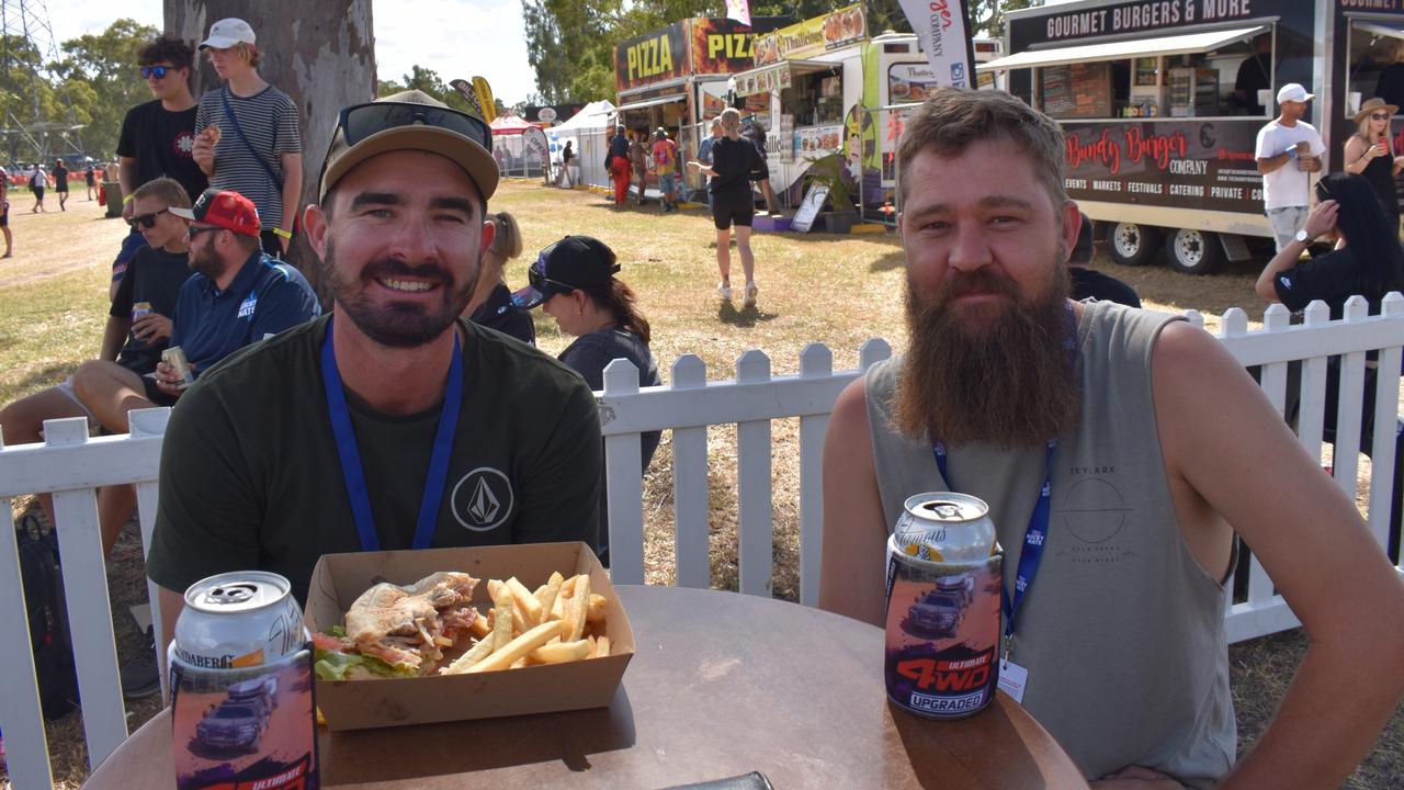 Jarrad Parkin and Jason Burnett from Rocky. Burnout precinct at Rockynats 2022.