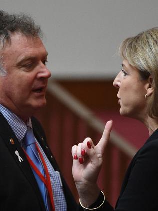 One Nation Senator Rodney Culleton and Australian Minister for Employment Michaelia Cash. Picture: AAP