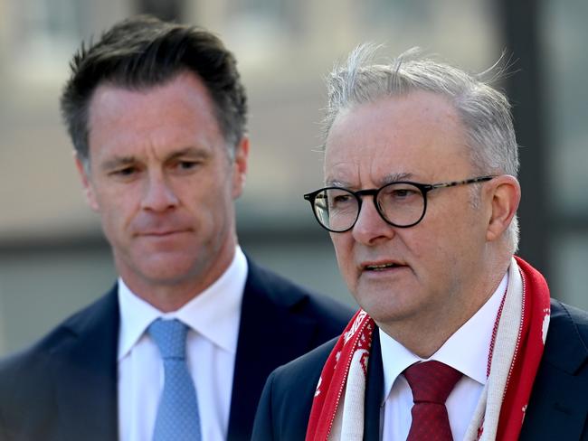 SYDNEY, AUSTRALIA - NewsWire Photos, JUNE 29, 2023. Australian Prime Minister Anthony Albanese and NSW Premier Chris Minns at the officially open of the Sydney Swans HQ and Community Centre at Moore Park.Picture: NCA NewsWire / Jeremy Piper