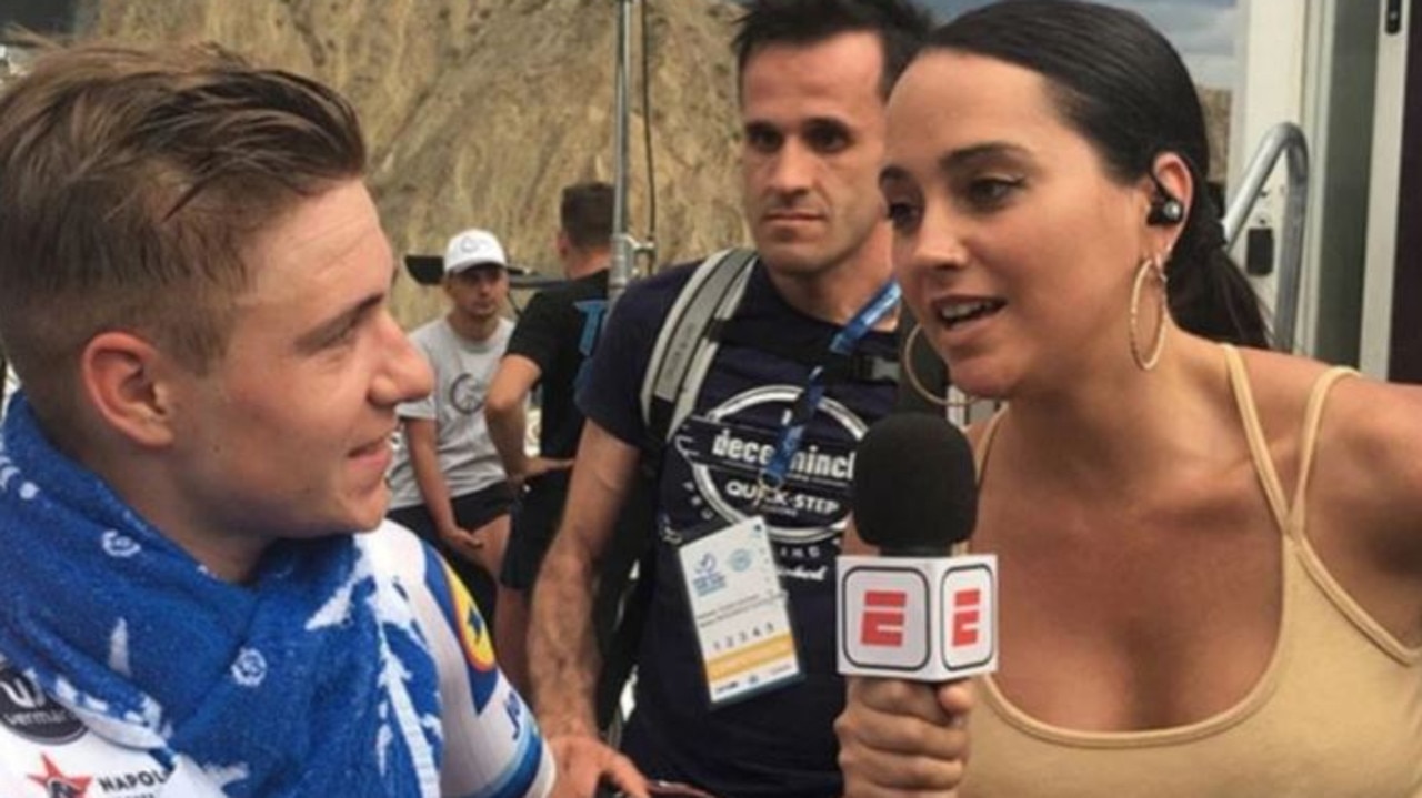 The young female reporter was working on the Vuelta a San Juan in Argentina.