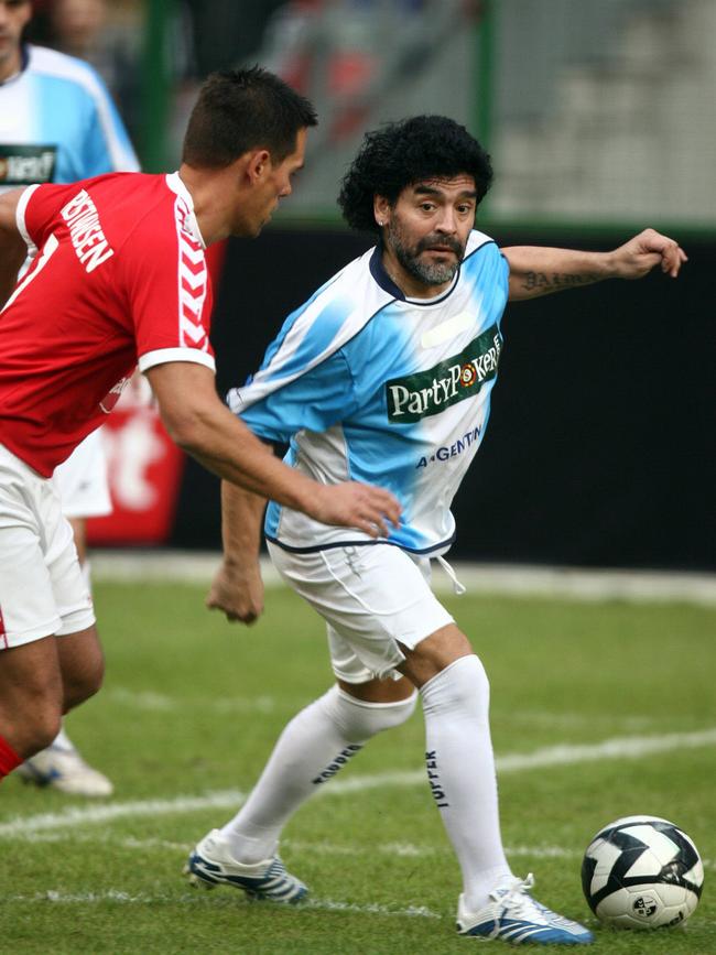 Maradona during an exhibition match in Copenhagen, Demark, in 2006.