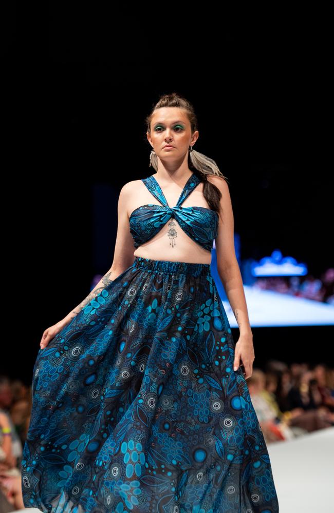 2024 Country to Couture at the Darwin Convention Centre showcases hand-designed First Nations fashion. Picture: Pema Tamang Pakhrin