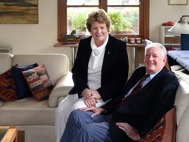 At home with husband Chris after her last election win. Picture: Virginia Young