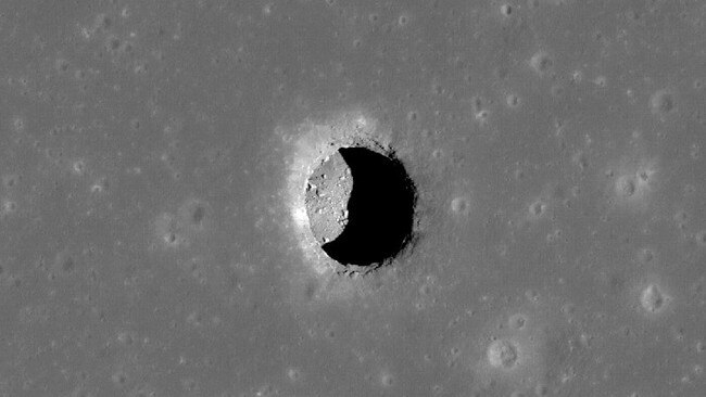 The moon cave is approximately 100 metres deep and 45 metres wide. Picture: NASA/GSFC/Arizona State University