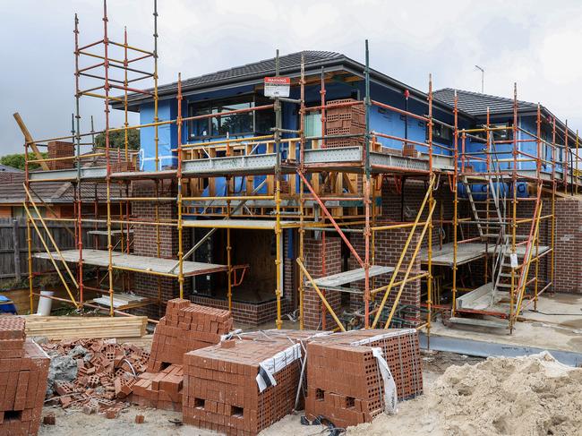 Major home builder Porter Davis has gone bust with work immediately halted on more than 1500 properties across Victoria. A house being built by the construction company Porter Davis remain unfinished at 6 Salvana Ave Mitcham Picture: Ian Currie