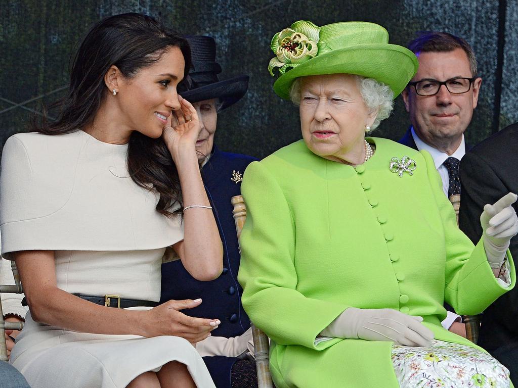 Meghan, Duchess of Sussex and the Queen. Picture: Jim Clarke/AFP