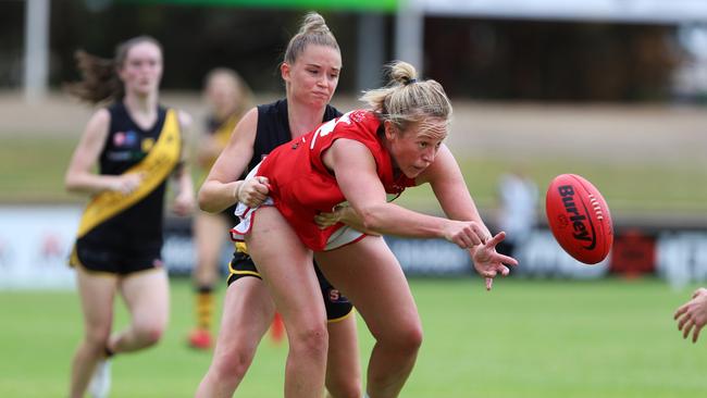 North’s Bek Rasheed in action against Glenelg. Picture: Deb Curtis