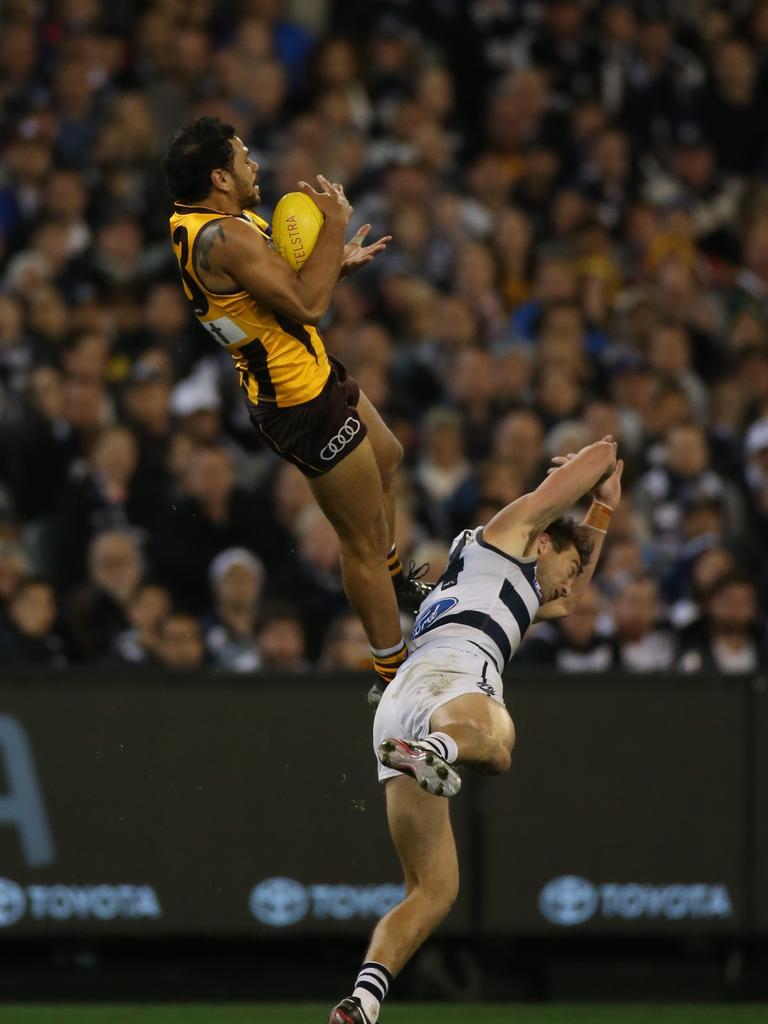 The Hawthorn star made opposition players look like fools when he went airborne. Picture: Wayne Ludbey.