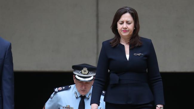 Premier Annastacia Palaszczuk arrives to announce the closure. Picture: Annette Dew