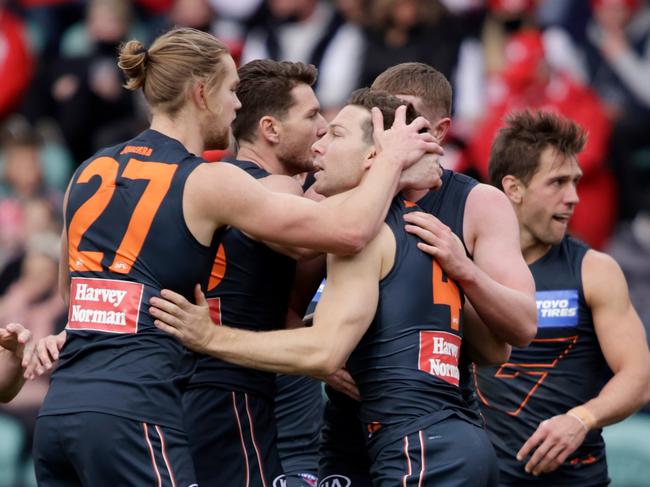 The Giants held on to defeat their local rivals on Saturday afternoon. (Photo by Grant Viney/AFL Photos via Getty Images)