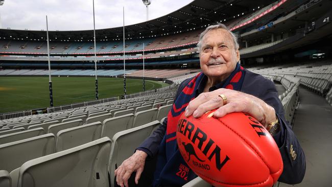 Ron Barassi, pictured in 2022, almost defined what football was and pioneered what it is, writes Peter Lalor. Picture: David Caird