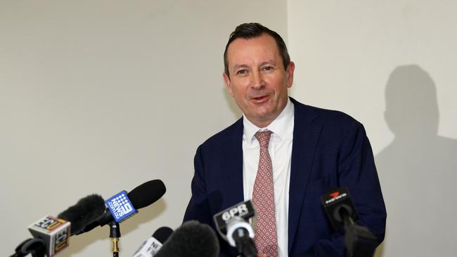 PERTH , AUSTRALIA - NewsWire Photos NOVEMBER 3, 2021. A delighted Premier Mark McGowan reacts to the news of Cleo Smith safe rescue. Picture: NCA NewsWire / Sharon Smith