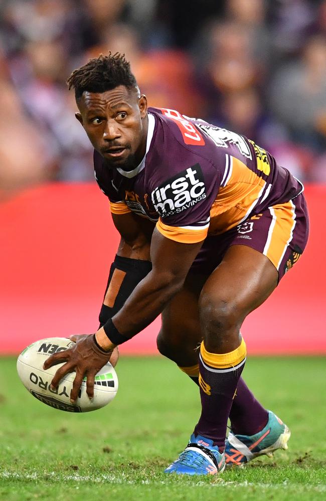 James Segeyaro in action for the Broncos. Picture: AAP Image/Darren England