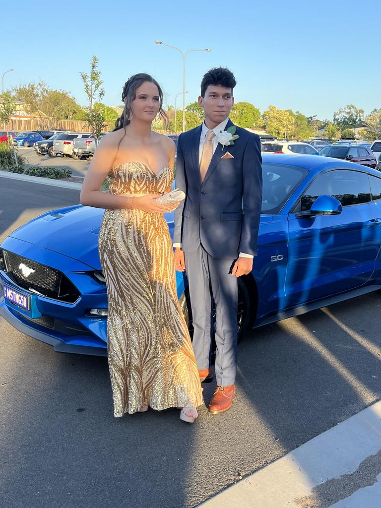 Chloe McDonald and Samuel Skuse arrive at the Aldridge State High School formal.
