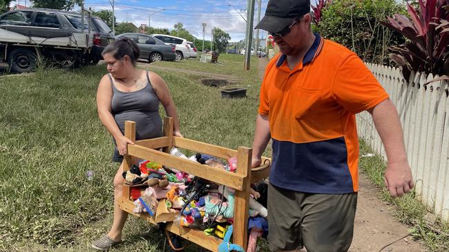 Samarra Gerrey and her husband Arron have been left with nothing after their Diadem Street home in Lismore was inundated by flood waters on Monday.