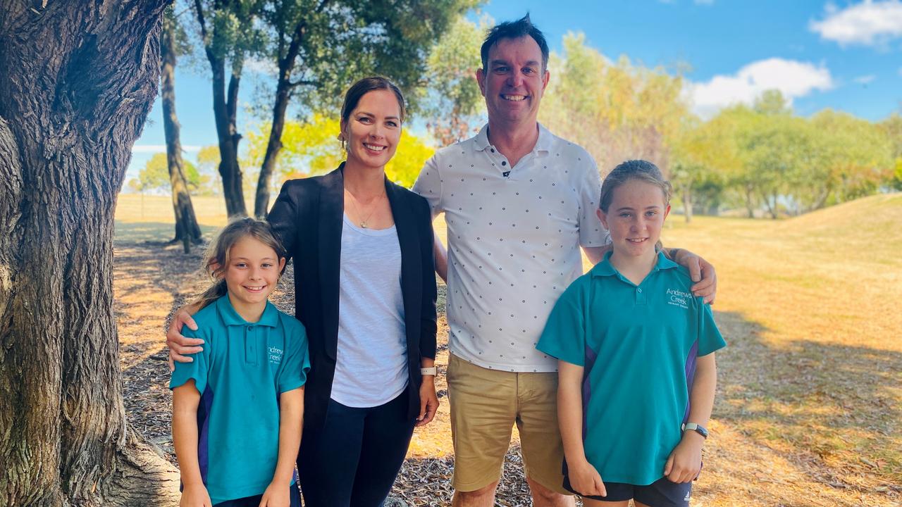 Sisters Sophie and Amelia Stansbie nominated teachers Courtney Hardy and Phillip Wallace from Andrews Creek Primary School in Tasmania. Picture: Supplied