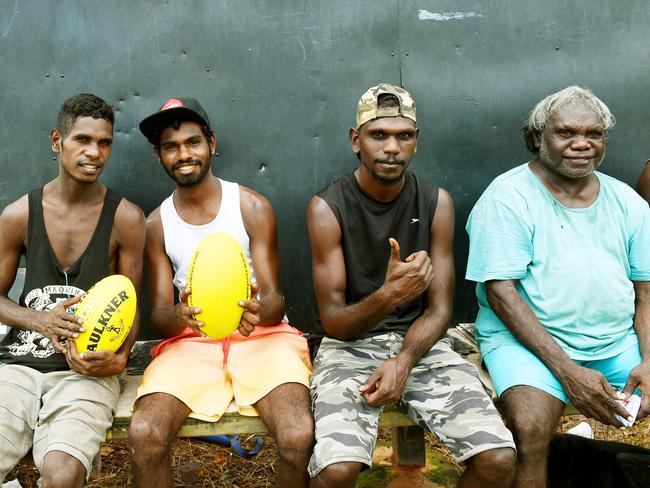 Fans wait for the Tiwi Islands Football League grand final to start. PICTURE: Elise Derwin