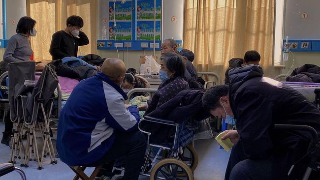 Covid-19 patients at Tangshan Gongren Hospital in China's northeast. Picture: AFP