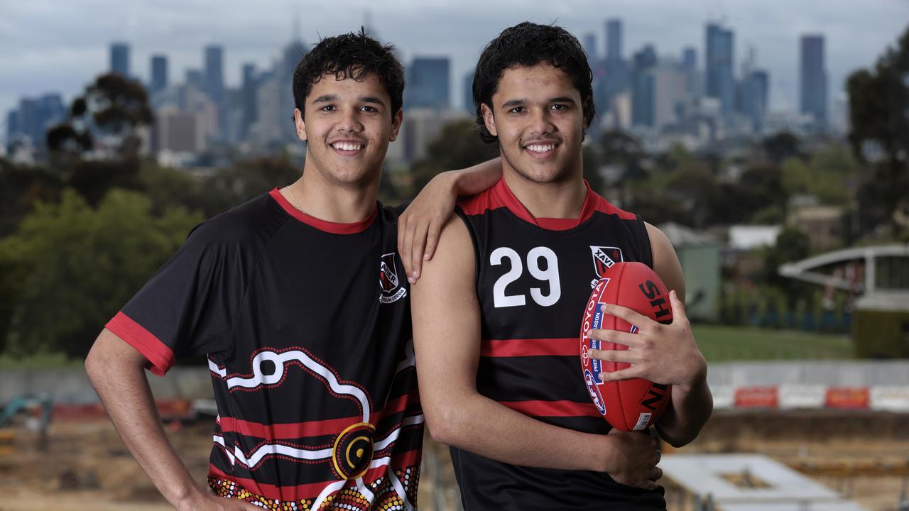 Twins Alwyn Junior Davey and Jayden Davey may be drafted to Essendon under the father-son rule. Picture: David Geraghty (NCA NewsWire)