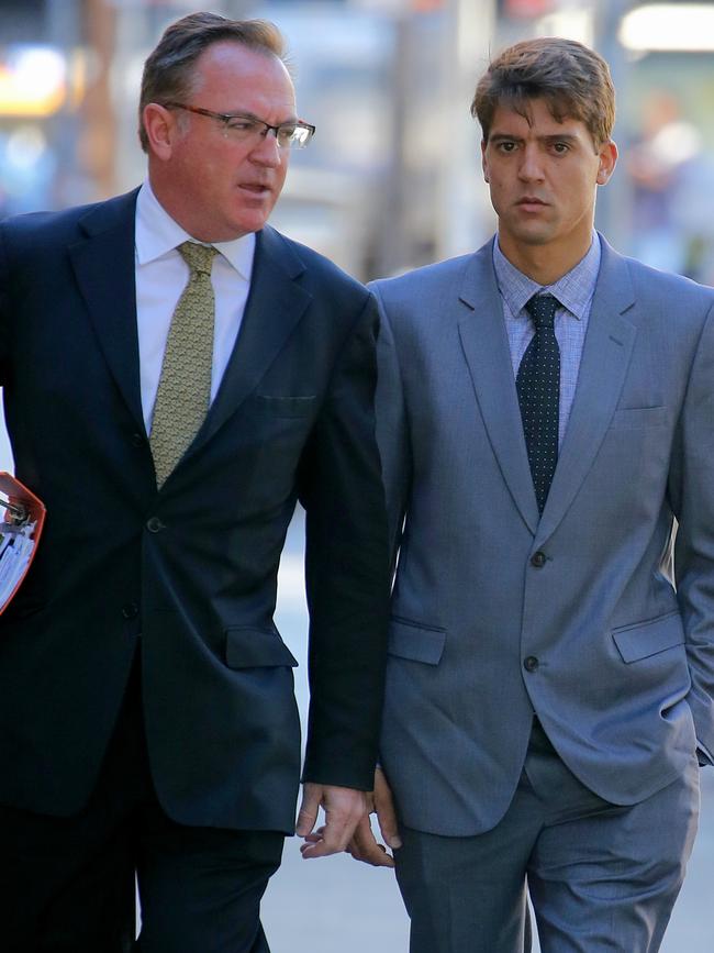 Mr Vargas arrives at Manly Court with his lawyer. Picture: John Grainger