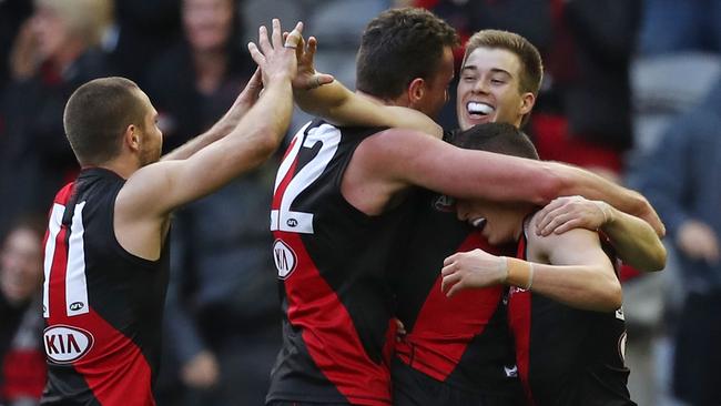 No wonder the Bombers are happy. Picture: Getty Images