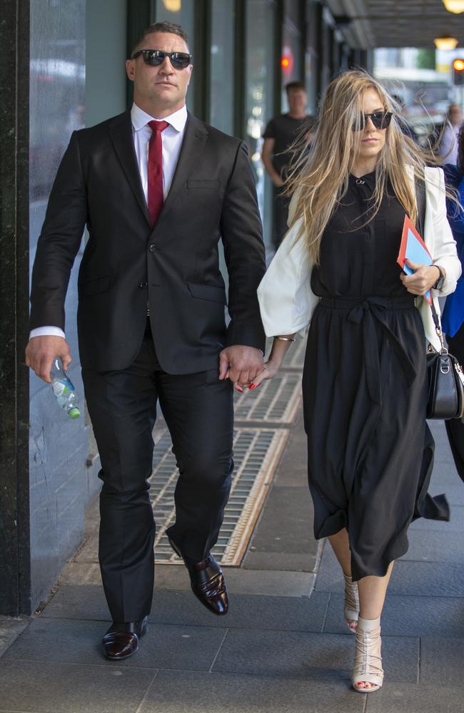 Luke O’Donnell leaving Downing Centre Court yesterday after the first day of the hearing. Picture: Justin Lloyd