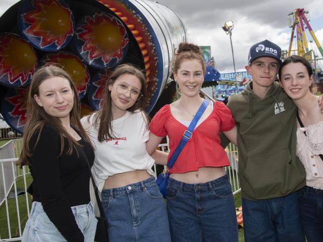 Livvie Sexton, Lana Copley, Julia OÃ¢â‚¬â„¢Bryan, Robert Scobi, Mavel Morrison Mildura Show 2024. Picture: Noel Fisher