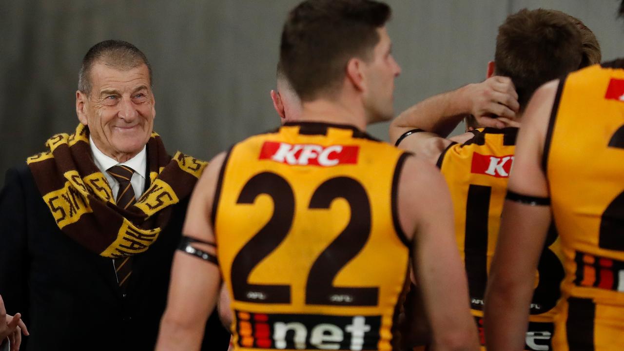 Jeff Kennett waits for the Hawks players. Picture: Michael Willson