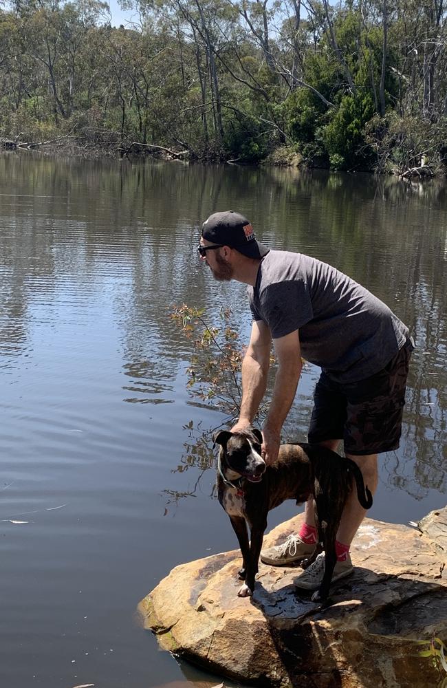 Brad Medlow and the family’s dog, Barry. Picture: Supplied