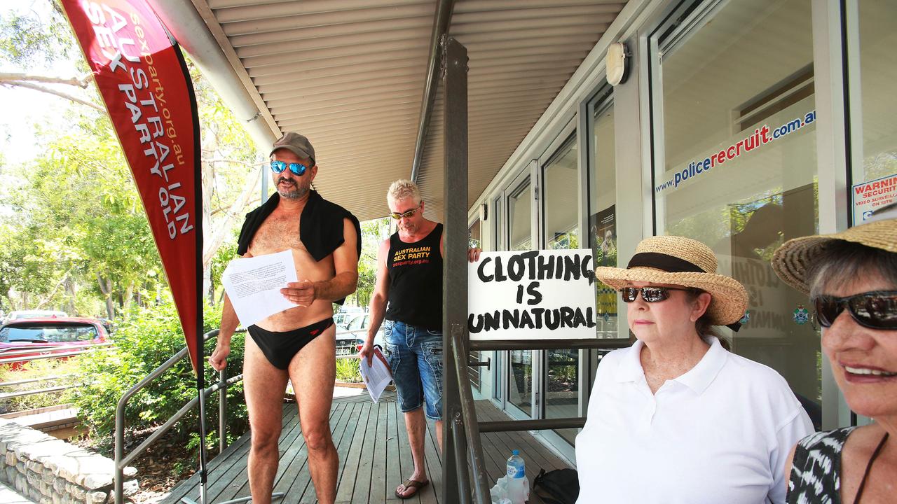 Local nudists protested police action at Alexandria Bay, Noosa National Parkin 2015 and 2016. Photo: Claudia Baxter