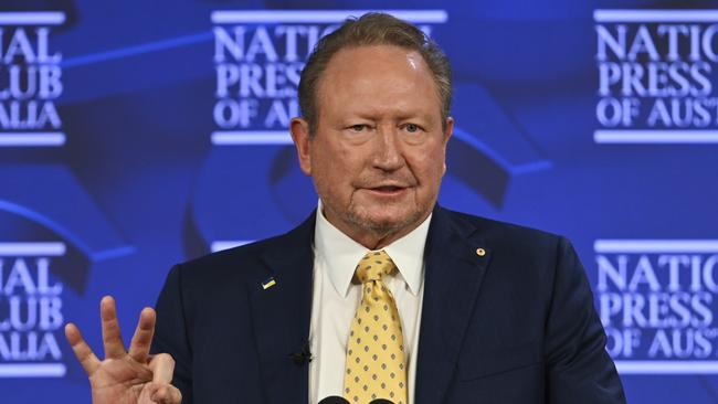 Mining billionaire Andrew “Twiggy” Forrest has accused the fossil fuel industry of pushing nuclear. Picture: NCA NewsWire/Martin Ollman