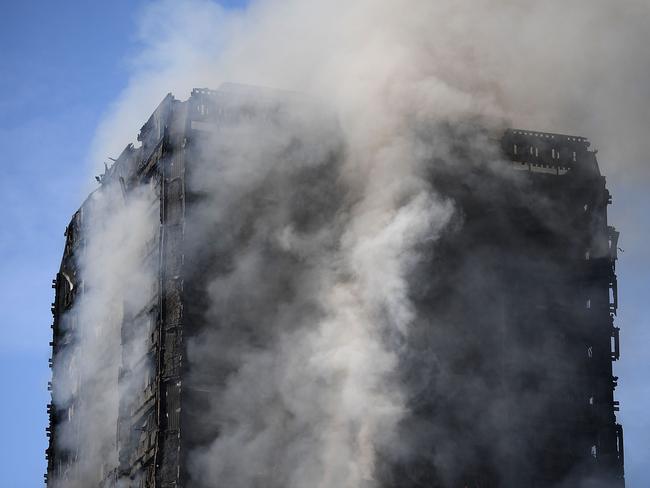 The smouldering Grenfell Tower. Picture: Getty Images