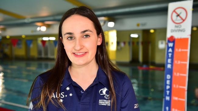 Ashleigh McConnell at the Sunbury Aquatic Centre after being chosen in the Paralympic team. Picture: Dennis Manktelow