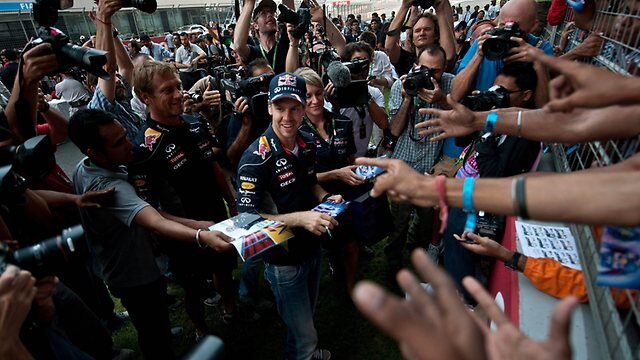 Sebastian Vettel is the centre of attention in India.