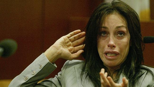 Former Hollywood Madam Heidi Fleiss sobs on the witness stand in court.