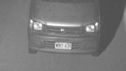 A Toyota Townace van, registration WNY439, which was seen travelling with a white Mitsubishi Fuso southbound on the M4 Motorway, Pennant Hills, about 6.30pm Wednesday 8 May 2022. Picture: NSW Police.