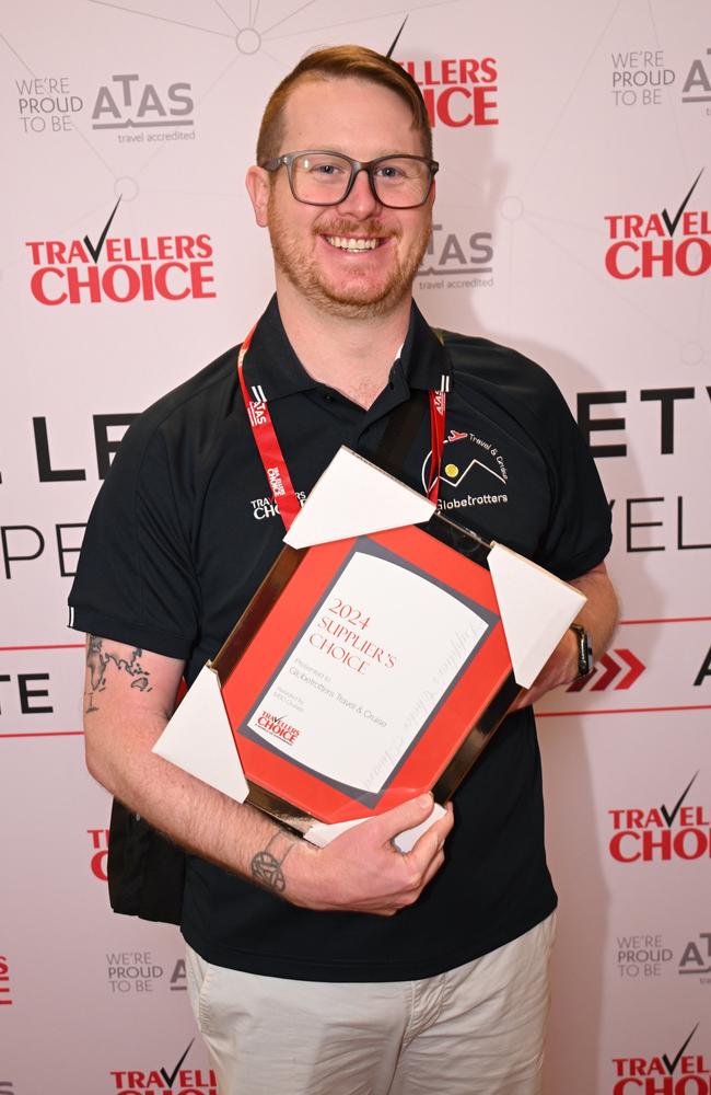 Ben Aspey, manager from Globetrotters Travel and Cruise, holds the award the business won for the 2024 Supplier's Choice from MSC Cruise. Picture: Supplied