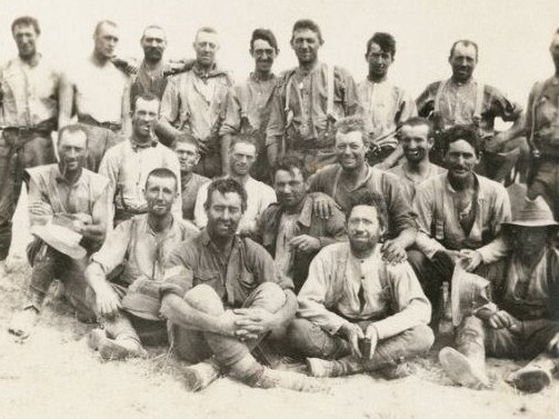 Informal group portrait of soldiers of 4th Troop, 12th Light Horse Regiment, after the second battle of Gaza. Identified, second from left, front row, is 294 Lance Corporal (L Cpl) Charles Doherty. Source Australian War Memorial